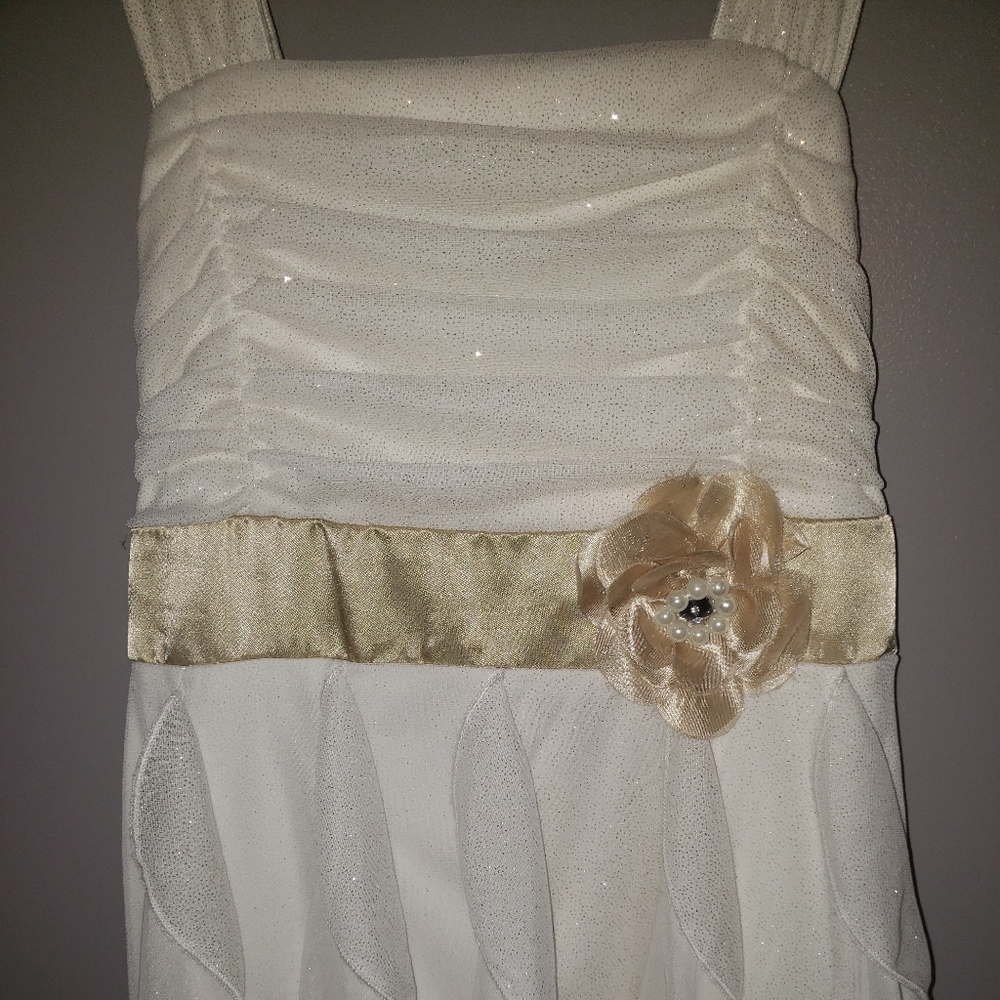 Beige/Champagne Sparkly Girls Dress